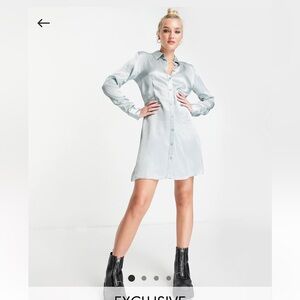 Satin Shirt Mini Dress